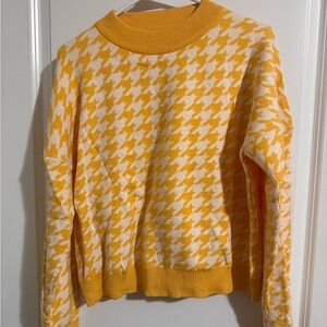 Yellow and White Houndstooth Sweater